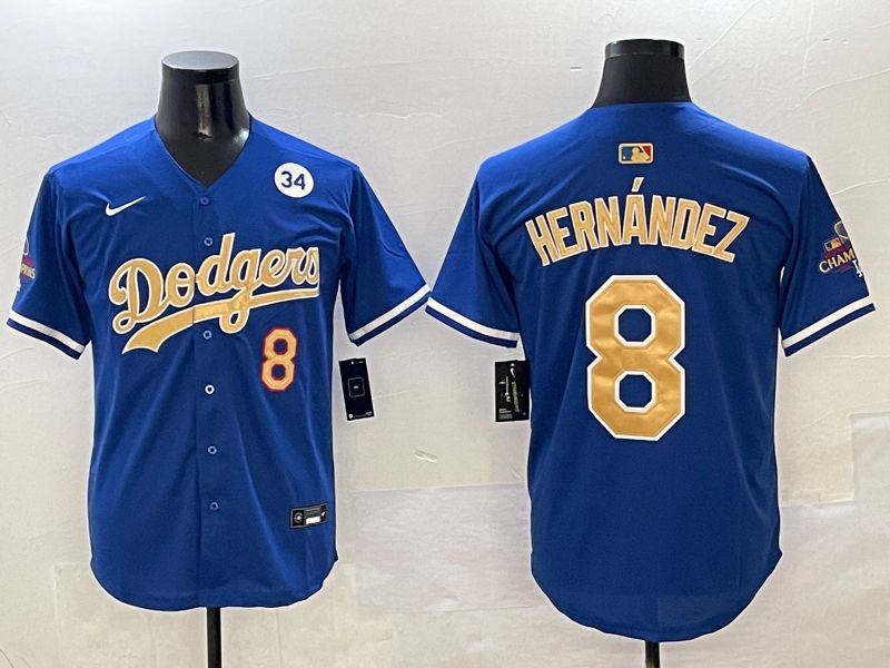 Men Los Angeles Dodgers #8 Hernandez Blue Gold 2025 Nike MLB Jersey style 4143->los angeles dodgers->MLB Jersey